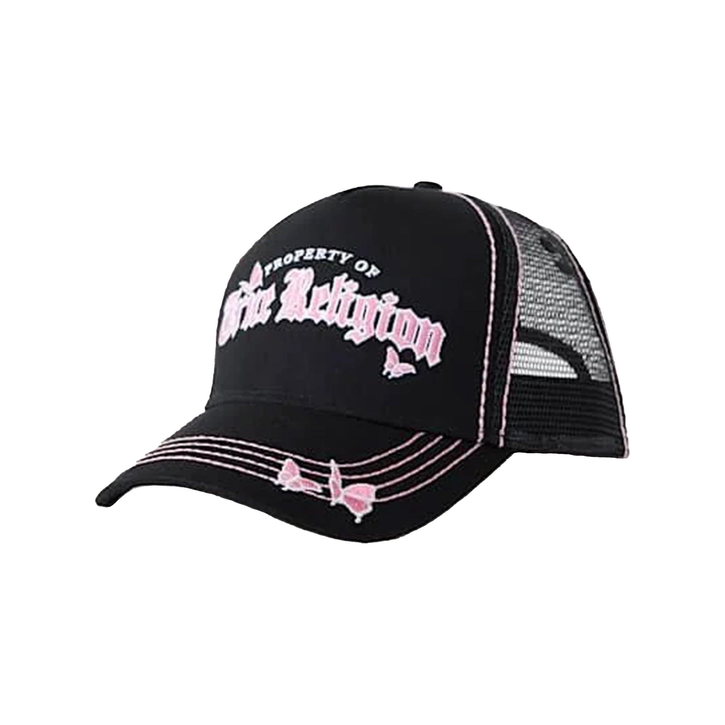 True Religion Butterfly Trucker Hat - Black - BLACK